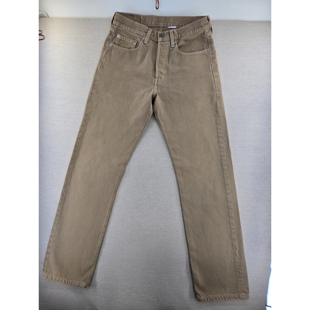 Vtg Levis 501 Jeans Mens 31x34 Tall Fits 30x33" Beige Denim Khaki Tan Brown Y2k
